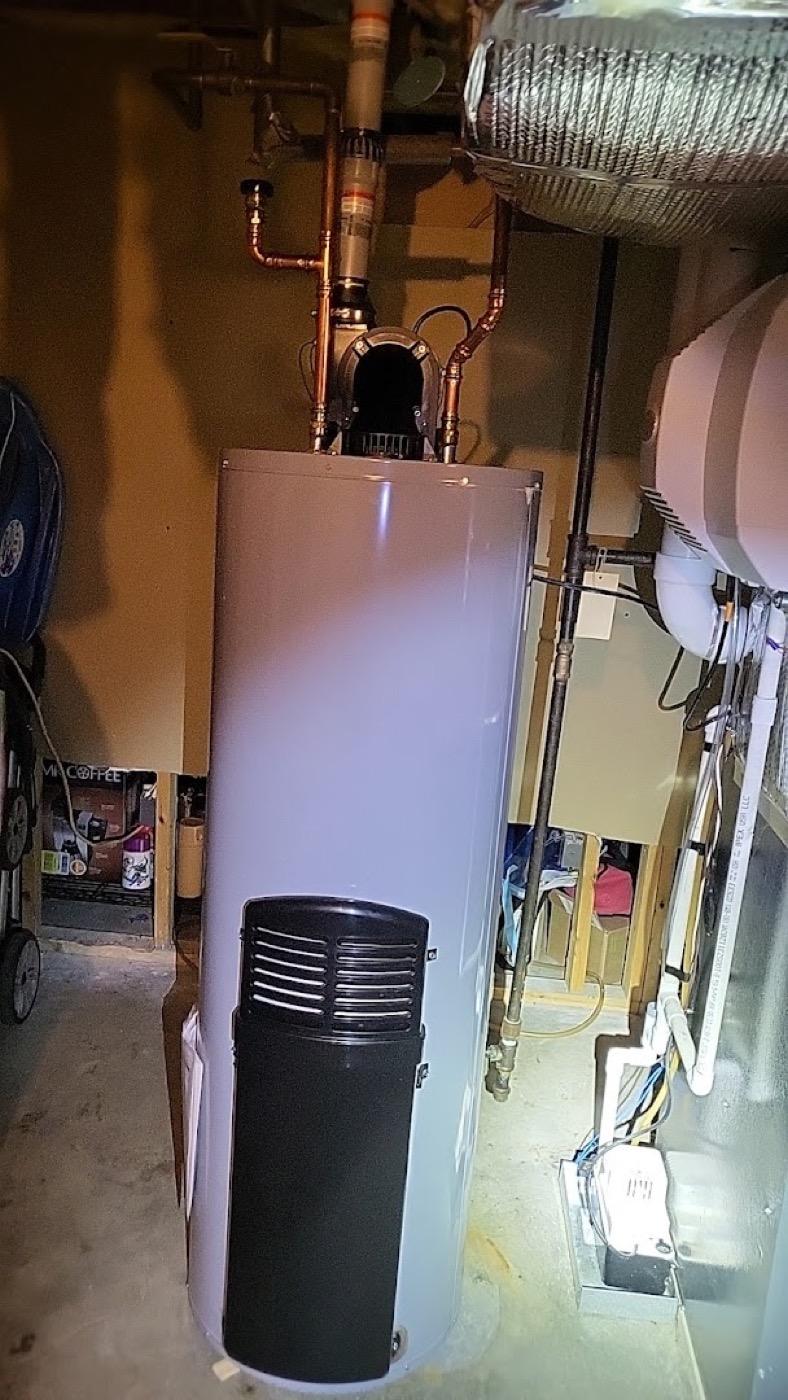 Heat-pump water heater installed in a basement